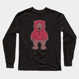 Friendly bear in a red hoodie Long Sleeve T-Shirt